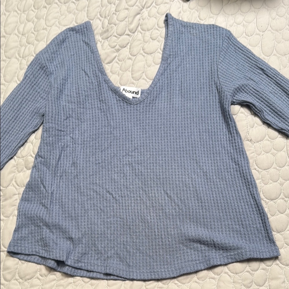 Abound Blue Sleeve Ribbed Blouse